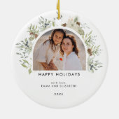 Eukalyptus-Grüne Weihnachten Keramik Ornament (Hinten)