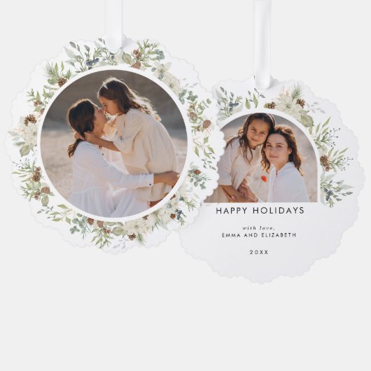 Eukalyptus-Grüne Weihnachten Ornament Karte (Vorderseite/Rückseite)