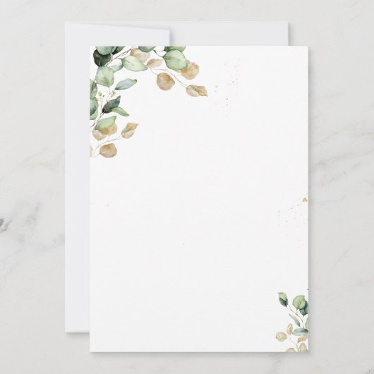 Eukalyptus Grüne Weinkultur und Erde Probe Dinner Einladung (Rückseite)