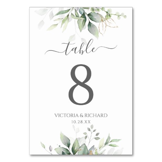 Eukalyptus - Grüne Weinkultur und Erde Tischnummer (Vorderseite)