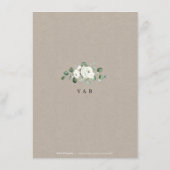 Eukalyptus-Grüne, weiße Blüte rustikale Hochzeit Begleitkarte (Rückseite)