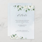 Eukalyptus-Grüne, weiße Blüte rustikale Hochzeit Begleitkarte (Vorne/Hinten)