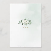 Eukalyptus-Grüne, weiße Blüte rustikale Hochzeit Begleitkarte (Rückseite)