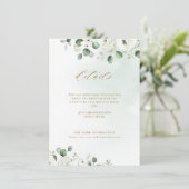 Eukalyptus-Grüne, weiße Blüte rustikale Hochzeit Begleitkarte (Stehend Vorderseite)