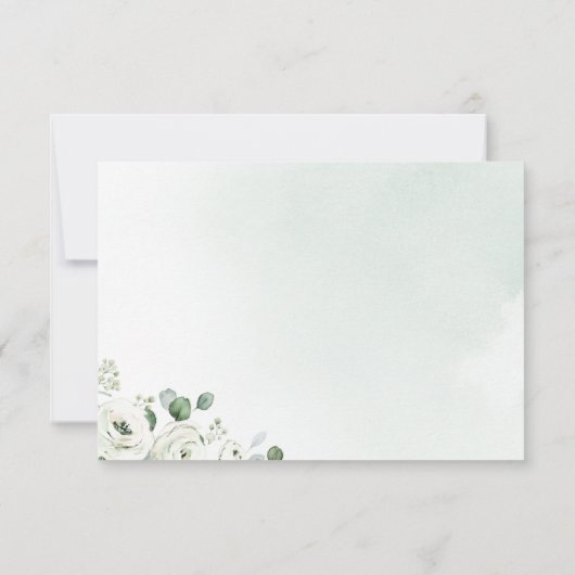 Eukalyptus-Grüne, weiße Blüte rustikale Hochzeit Dankeskarte (Rückseite)