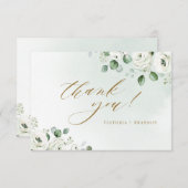 Eukalyptus-Grüne, weiße Blüte rustikale Hochzeit Dankeskarte (Vorne/Hinten)