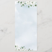 Eukalyptus Grüne weiße Blütenhochzeit Menükarte (Rückseite)