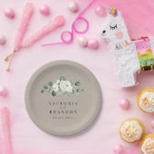 Eukalyptus Grüne weiße Blütenhochzeit Pappteller (Party)