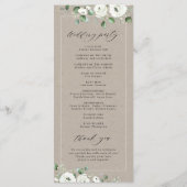 Eukalyptus Grüne weiße Blütenhochzeit Programm (Rückseite)