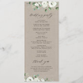 Eukalyptus Grüne weiße Blütenhochzeit Programm (Rückseite)