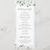 Eukalyptus Grüne weiße Blütenhochzeit Programm (Rückseite)