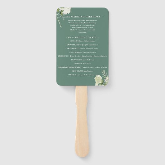 Eukalyptus Grüner Blumengarten Hochzeitsprogramm Fächer (Rückseite)