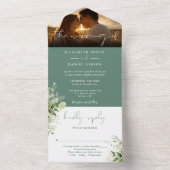 Eukalyptus Grüner Blumengarten Hochzeitsstich Foto All In One Einladung (Innen Boden)