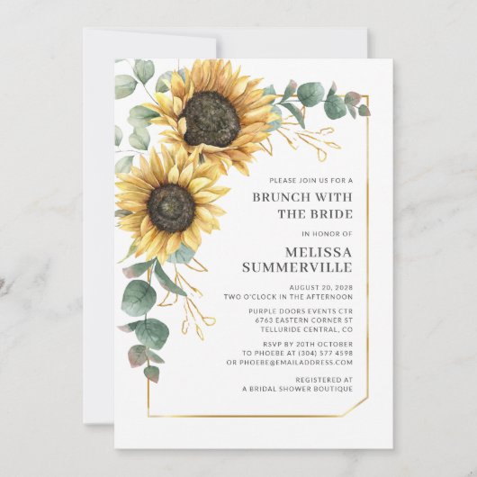 Eukalyptus Grüner Brunch mit Bride Einladung (Vorderseite)