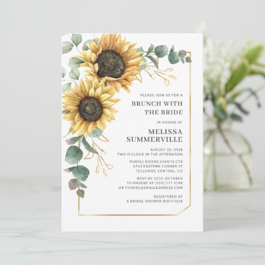 Eukalyptus Grüner Brunch mit Bride Einladung (Stehend Vorderseite)