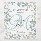 Eukalyptus Grüner Hochzeitwein Weinetikett (Einzelnes Label)