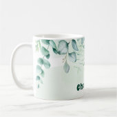 Eukalyptus grünes Blattwerk, grüne Bezeichnung Kaffeetasse (Links)