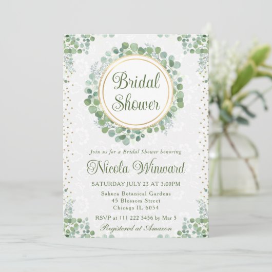 Eukalyptus-Grünes Brautparty Einladung (Stehend Vorderseite)