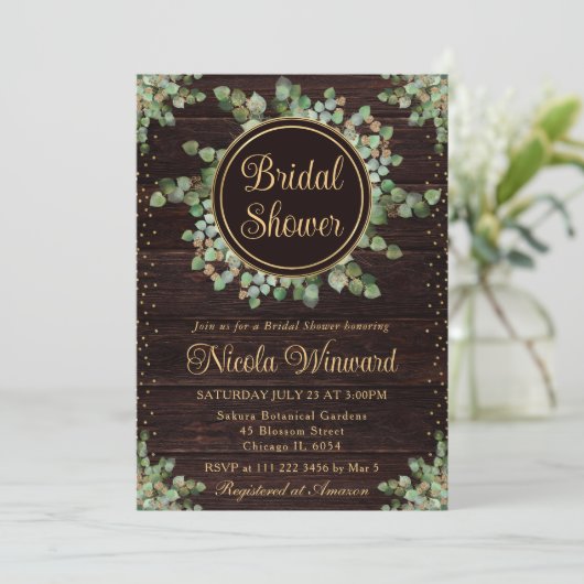 Eukalyptus-Grünes Brautparty Einladung (Stehend Vorderseite)