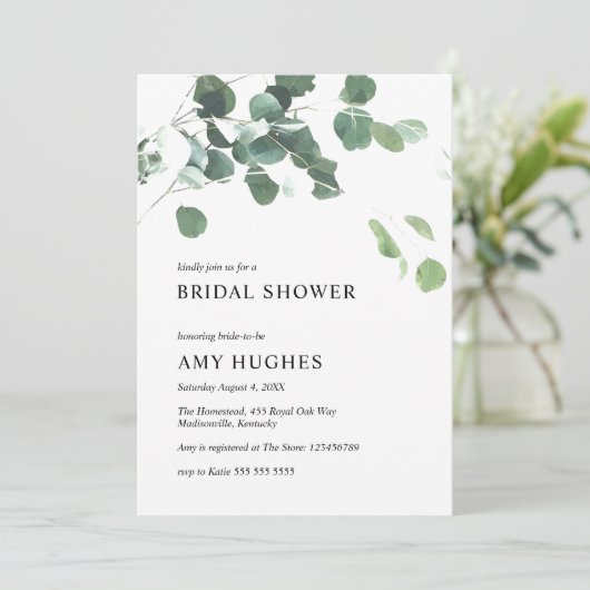 Eukalyptus-Grünes Brautparty Einladung (Stehend Vorderseite)