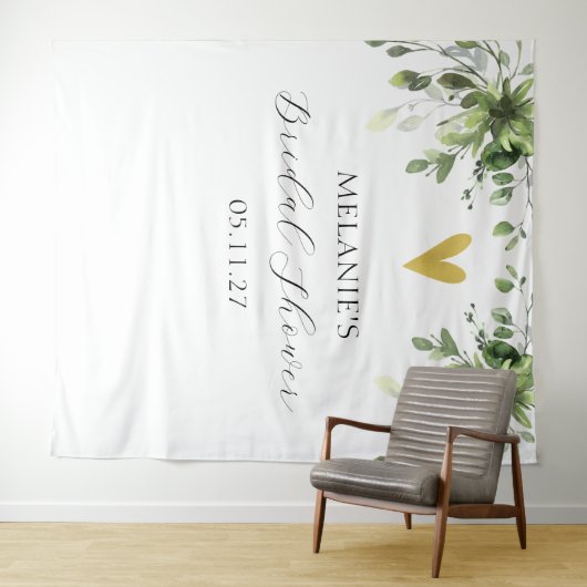 Eukalyptus Grünes Brautparty Hintergrund Wandteppich (Beispiel (Horizontal))