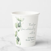 Eukalyptus-Grünes Brautparty Pappbecher (Vorderseite)