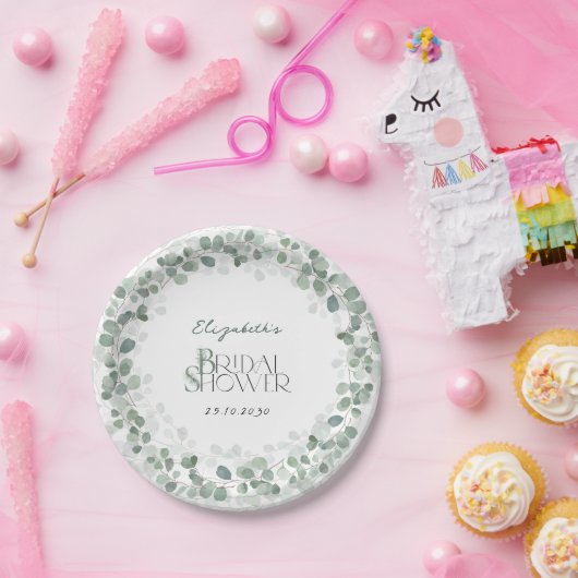 Eukalyptus Grünes Brautparty Pappteller (Party)