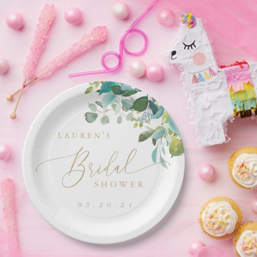 Eukalyptus-Grünes Brautparty Pappteller (Party)