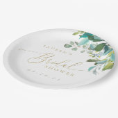 Eukalyptus-Grünes Brautparty Pappteller (Schrägansicht)