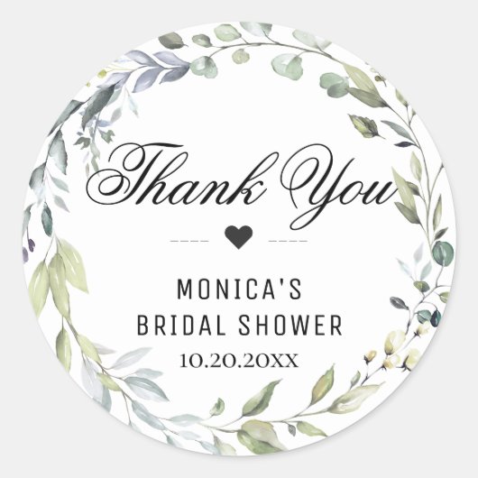Eukalyptus-Grünes Brautparty Runder Aufkleber (Vorderseite)