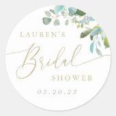 Eukalyptus-Grünes Brautparty Runder Aufkleber (Vorderseite)