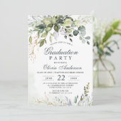 Eukalyptus Grünes FOTO Abschluss Einladung (Stehend Vorderseite)