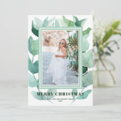 Eukalyptus Grünes Foto Feiertagskarte (Stehend Vorderseite)
