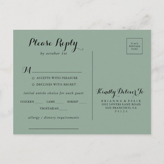 Eukalyptus Grünes Menü Auswahl UAWG Postkarte (Rückseite)