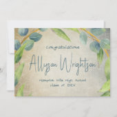 Eukalyptus Grunge Foto Graduation Party Einladung (Vorderseite)