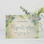 Eukalyptus Grunge Foto Graduation Party Einladung (Stehend Vorderseite)