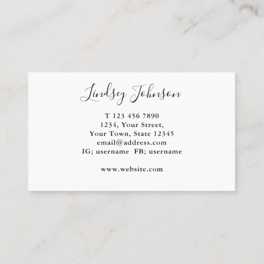 Eukalyptus Grünhaar und Makeup-Künstler Visitenkarte (Rückseite)