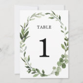 Eukalyptus-Grünkranz mit eleganten Tischnummern (Vorderseite)