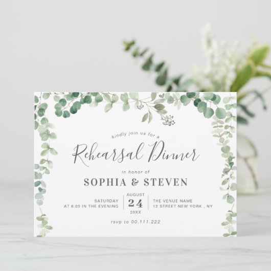 Eukalyptus-Grünkranz Probe Einladung (Stehend Vorderseite)