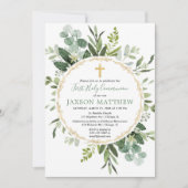 Eukalyptus-Grünpflanzen des ersten Heiligen Kommun Einladung (Vorderseite)