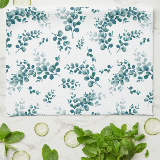 Eukalyptus-Grünpflanzen Geschirrtuch (Gefaltet)