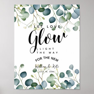 Eukalyptus Grünpflanzen lassend Liebe Hochzeit Poster