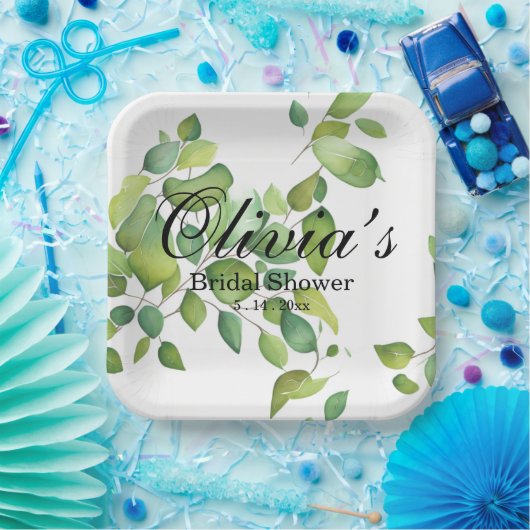 Eukalyptus-Grünpflanzen Pappteller (Party)