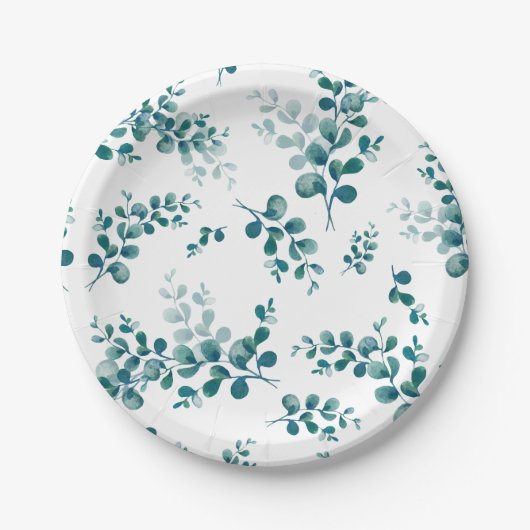 Eukalyptus-Grünpflanzen Pappteller (Vorderseite)