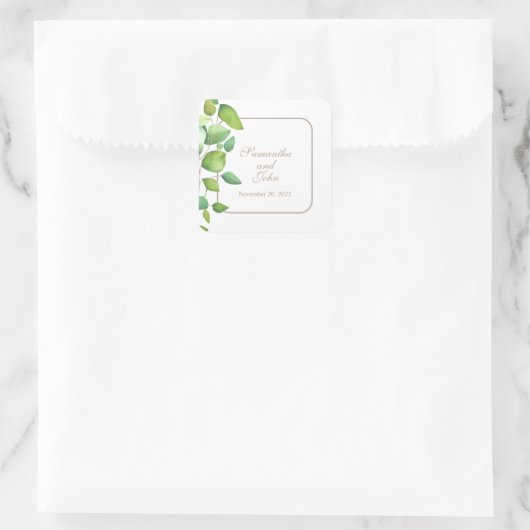 Eukalyptus-Grünpflanzen Quadratischer Aufkleber (Tasche)