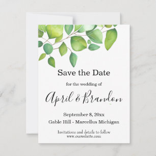 Eukalyptus-Grünpflanzen Save The Date