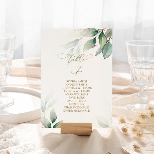 Eukalyptus Grünpflanzen Tischnummer 7 Sitzplakette