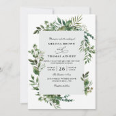 Eukalyptus-Grünrustikale Budget-QR-Code-Hochzeit Einladung (Vorderseite)
