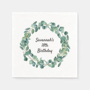 Eukalyptus-Grünschrift Geburtstag Serviette