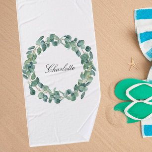 Eukalyptus-Grünschrift weiß Badhandtuch Set